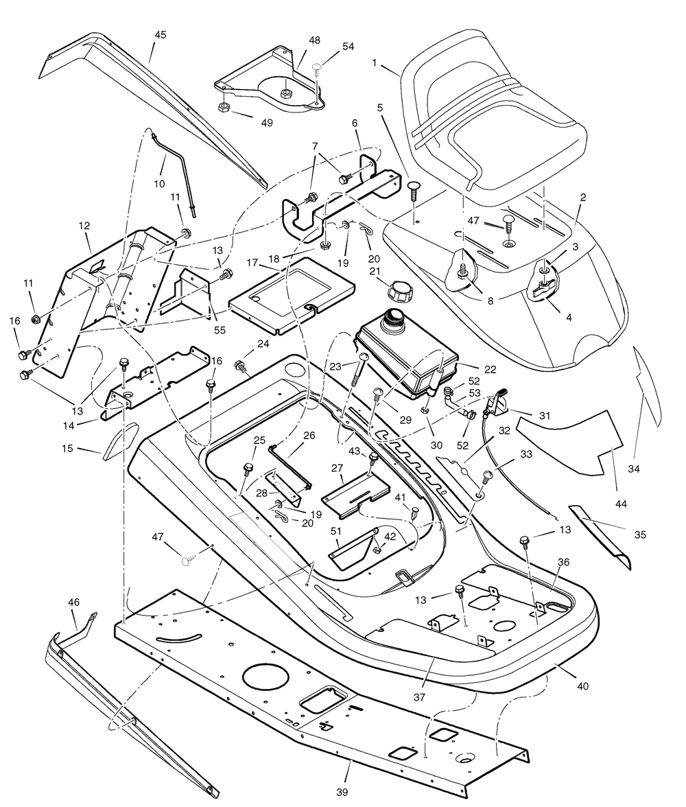 Chassis And Hood Diagram and Parts List for 7800507-309007X166A 2009 Briggs and Stratton Lawn Tractor Accessories